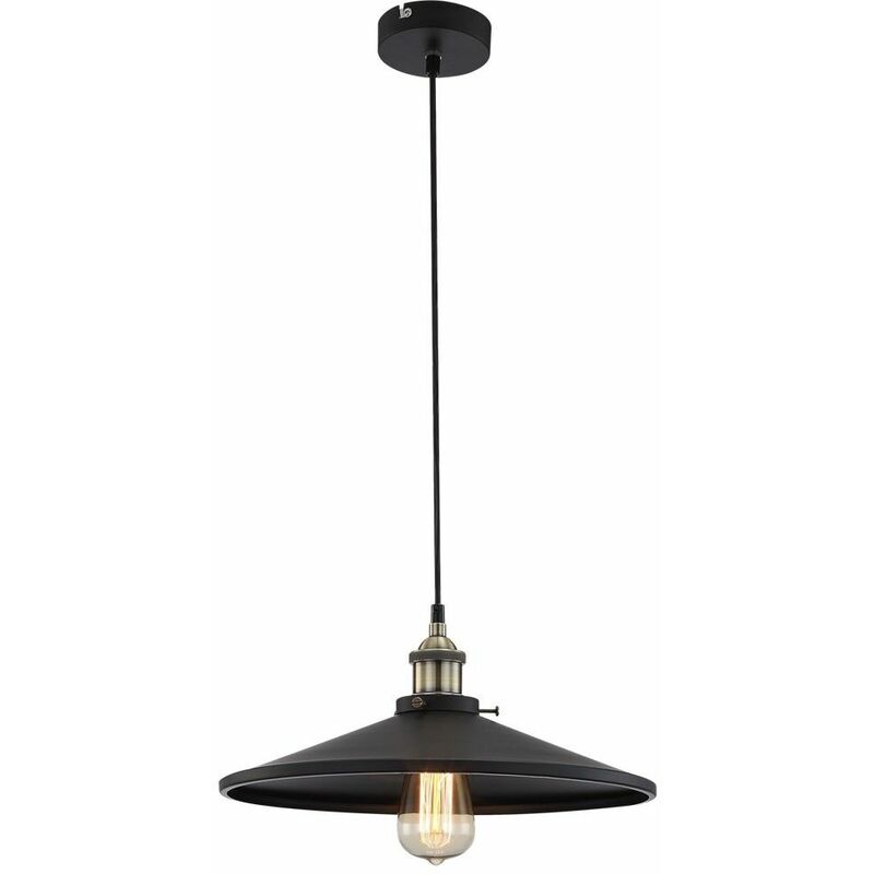 Image of Lampada a sospensione nera lampada da soggiorno retro lampada a sospensione tavolo da pranzo, alluminio nero opaco, led 7W 560lm 3000K, DxH 36x120 cm
