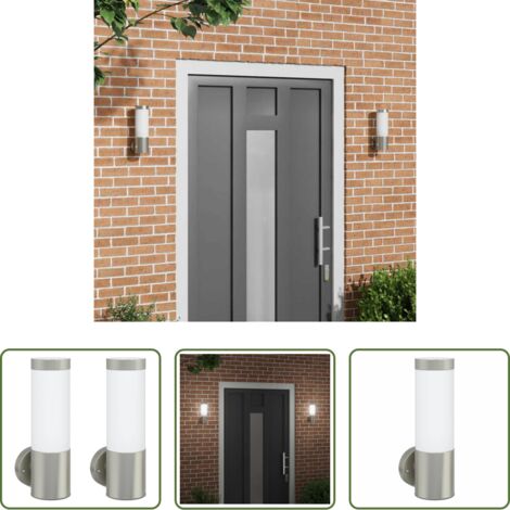 Illuminazione esterna -  Lampada da Parete Esterna 2 pcs Argento 12 x 8,5 x 27 cm