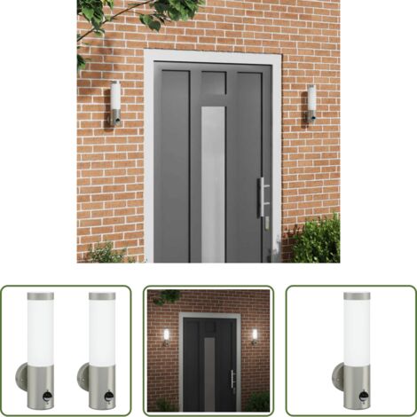 Illuminazione esterna -  Lampada da Parete Esterna 2 pcs Argento 12 x 8,5 x 29 cm