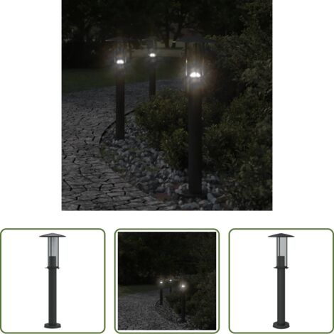 Illuminazione esterna -  Lampada da Terra per Esterni Nera 60 cm in Acciaio Inox