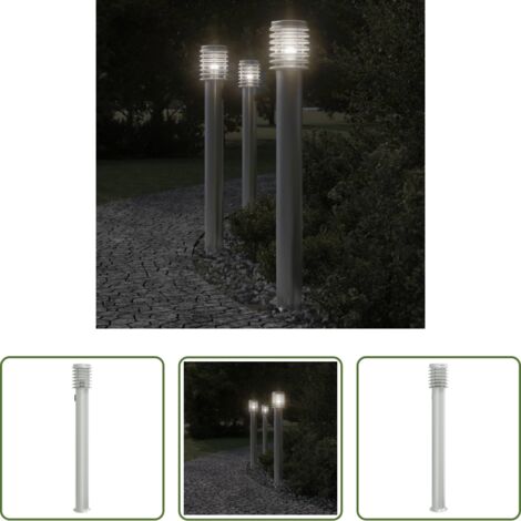 Illuminazione esterna -  Lampada da Terra per Esterni Presa Argento 110 cm in Acciaio