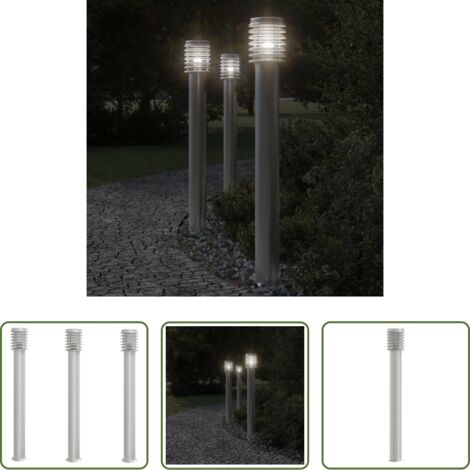 Illuminazione esterna -  Lampade da Terra per Esterni 3 pz Argento 110cm in Acciaio Inox