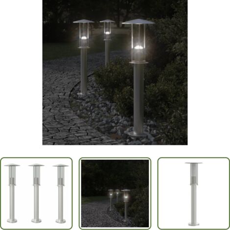 Illuminazione esterna -  Lampade da Terra per Esterni 3 pz Argento 60 cm in Acciaio Inox