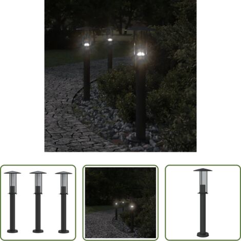Illuminazione esterna -  Lampade da Terra per Esterni 3 pz Nere 60 cm in Acciaio Inox