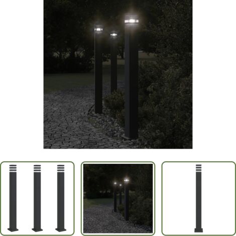 Illuminazione esterna -  Lampade da Terra per Esterni 3pz Nere 110 cm in Alluminio