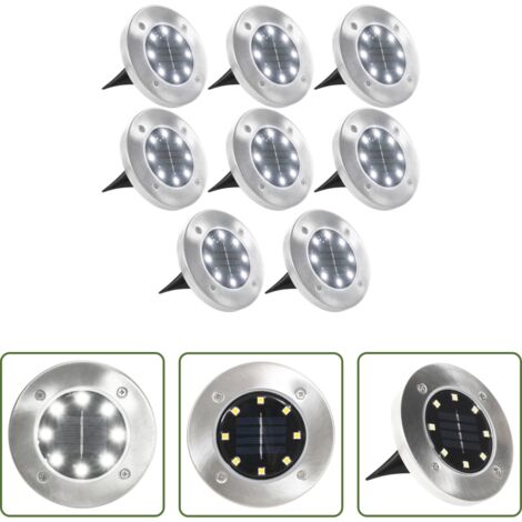 Illuminazione esterna -  Lampade Solari da Terra 8 pz Luci a LED Bianche