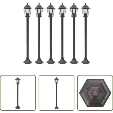 Illuminazione esterna -  Lampioni da Giardino 6pz E27 110 cm Alluminio Bronzo