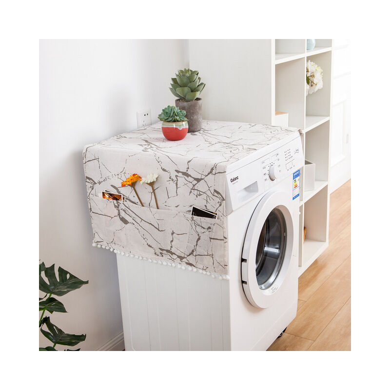 Lino Grigio Geometrica Copertura Frigorifero Porta...