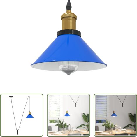 Illuminazione -  Lampada a Sospensione Regolabile E27 Blu Scuro Ø22 cm Metallo