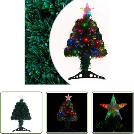 Illuminazione LED -  Albero di Natale Preilluminato con Supporto e LED 64 cm Fibra Ottica