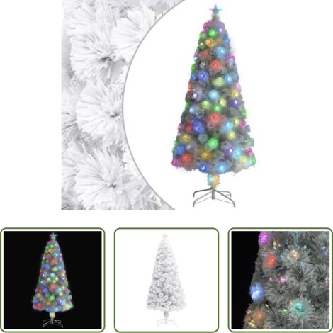 Illuminazione LED -  Albero Natale Preilluminato Bianco 150 cm in Fibra Ottica