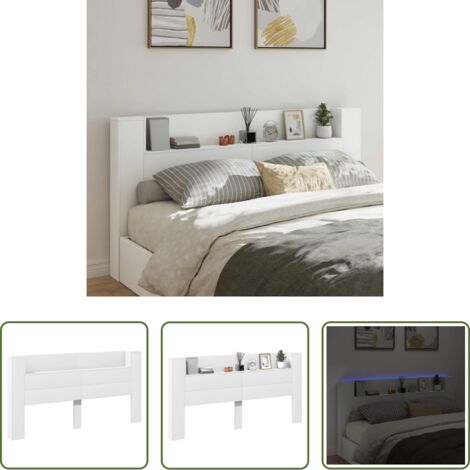 Illuminazione LED -  Testiera Bianco 200 x 16,5 x 103,5 cm Legno multistrato