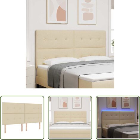 Illuminazione LED -  Testiera LED con strisce LED con testiera Crema 180 cm Tessuto