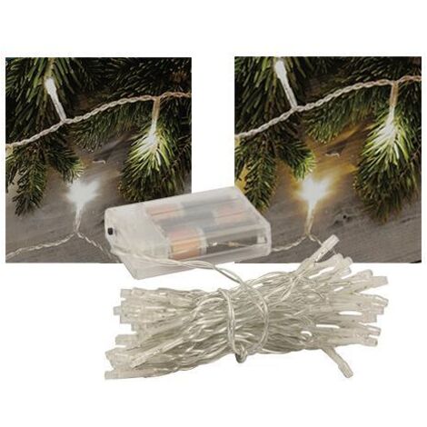 ILLUMINAZIONE NATALE LUCI NATALE 100 LED A BATTERIA PER INTERNI BIANCO
