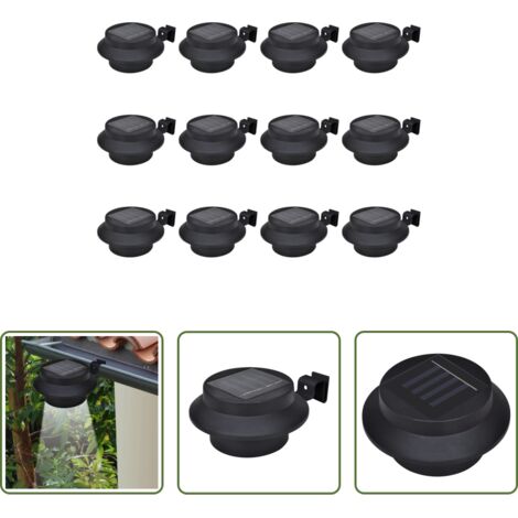 Illuminazione notturna -  Lampade Solari da Esterno per Recinzioni 12 pz LED Nero