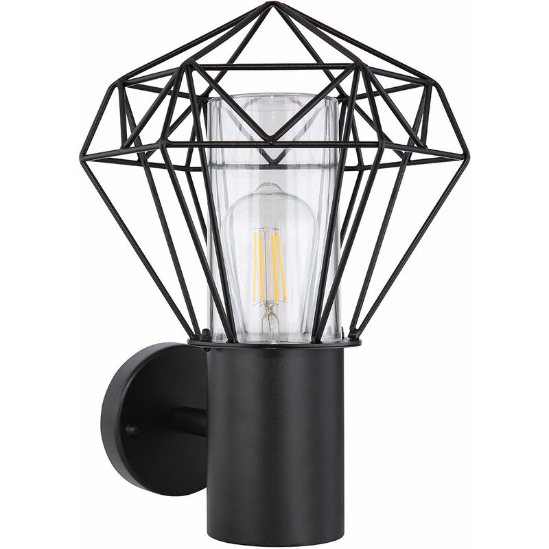 Image of Etc-shop - Illuminazione per esterni lampada da parete lampada da parete per esterni lampada da giardino griglia nera, acciaio inossidabile