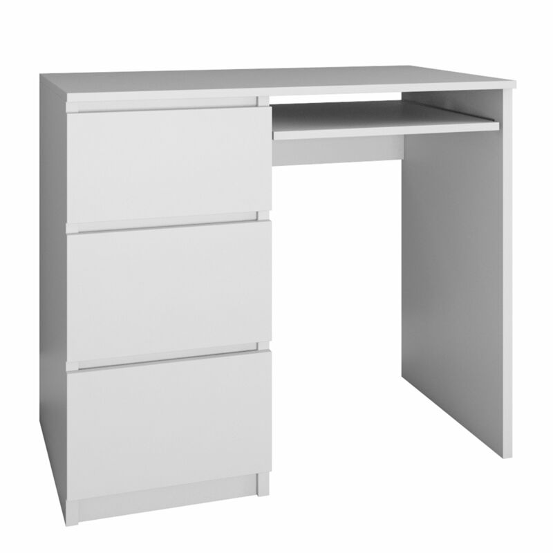 Hucoco - iloa computer desk - 98x51x76 - 3 drawers - Keyboard tray - White