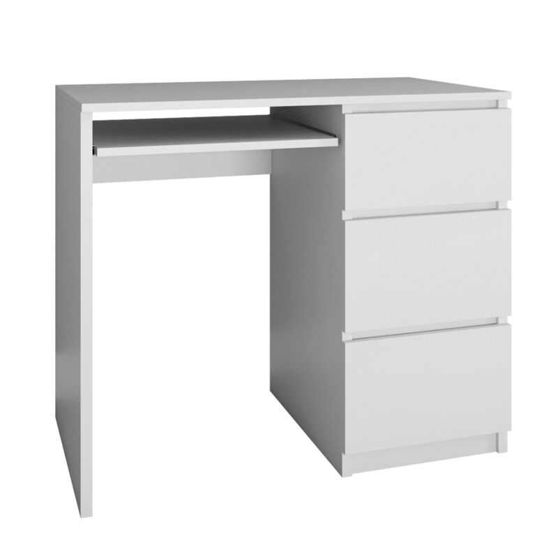 Hucoco - iloa computer desk - White - 98x51x76 - 3 drawers