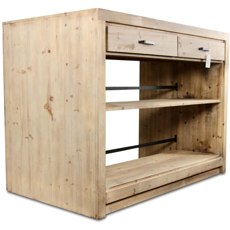 Ilot 2 tiroirs naturel - Bois - Naturel - Décoration d'Autrefois