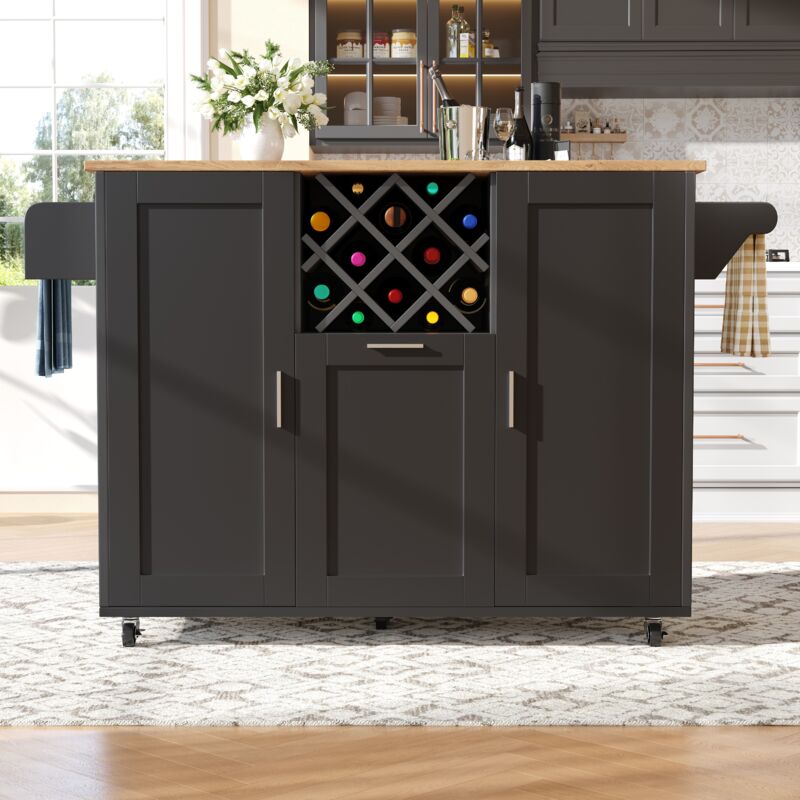 Redom - lot de cuisine avec cloisons amovibles, armoire de cuisine, chariot de salle à manger avec plan de travail, meuble de buffet, chariot de