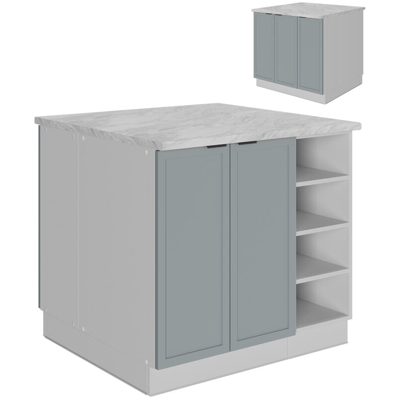 Îlot de cuisine Fame-Line, Bleu clair-gris, 90 cm sans plan de travail, Vicco