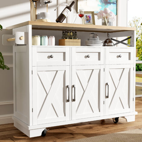 Îlot de cuisine moderne  Plan de travail  Comptoir de cuisine MDF Blanc