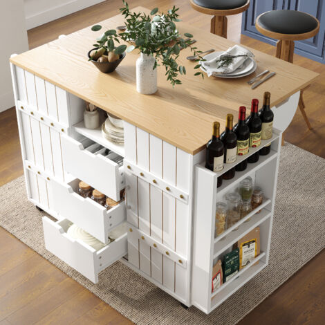Îlot de cuisine moderne  Plan de travail  Comptoir de cuisine MDF Blanc