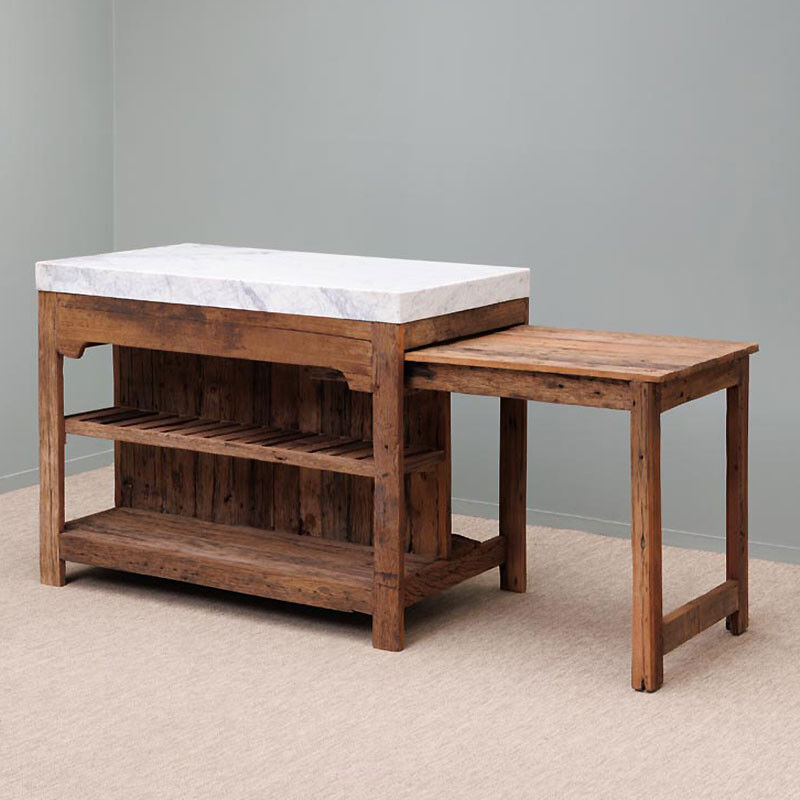 Lot Greta table coulissante marbre blanc 94x120x70cm