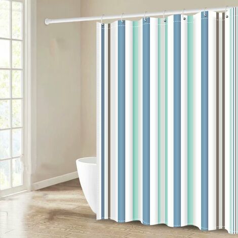 Duschvorhang Streifen Überlänge Badvorhang Anti-schimmel Wasserdicht mit 12Hacke