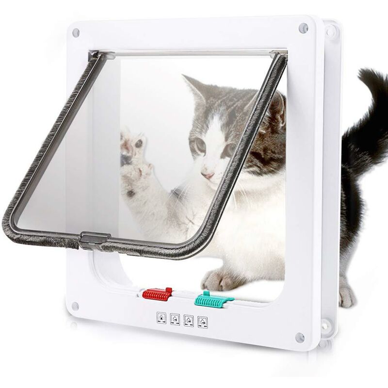 ILoveMilan Porte pour chat/chien pouvant contrôler l'entrée et la sortie, porte pour animaux de compagnie avec 4 types de fonctions de contrôle,