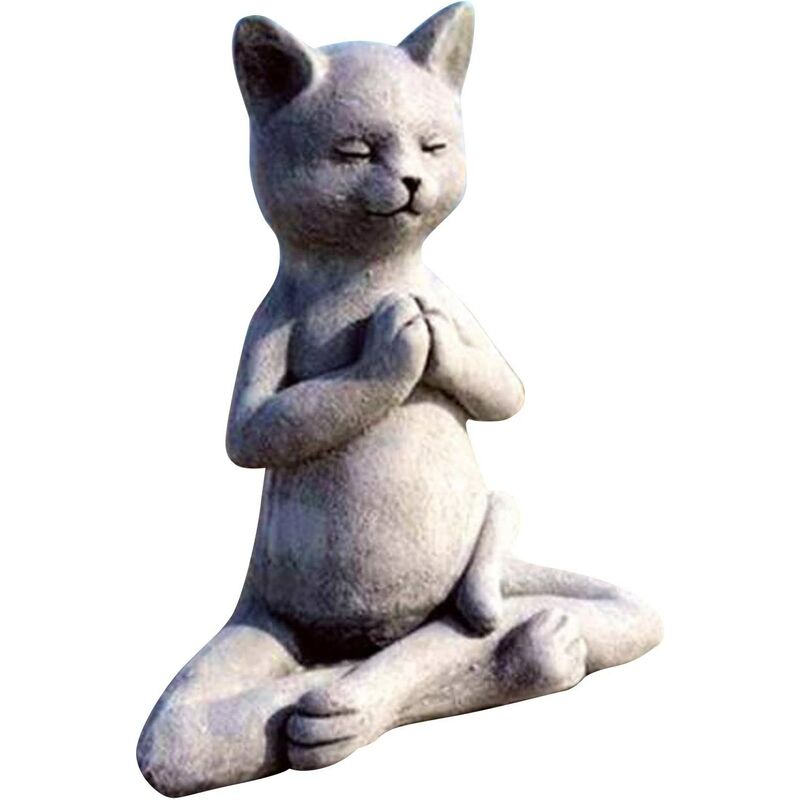 Ilovemilan - tatue de Jardin en Pierre, Ornement De Bouddha De Chat, Statue De Chat De Méditation en Plein Air, Statue De Chat De Méditation pour La