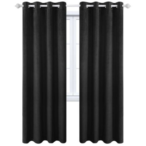 ILoveMilan Tende in Velluto, Tende in Tinta Unita per Soggiorno e Camera da Letto, Tende Oscuranti per la Riduzione del Rumore con Isolamento Termico, Nero, 5263 pollici (132160 cm) 2 Pannelli