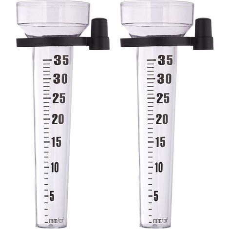 ILoveMilan Transparent Lot de 2 pluviomètres, à Fixation, Compteur pour Le Jardin, Gros Affichage, 35 mm/m², Plastique, Couleur aléatoire
