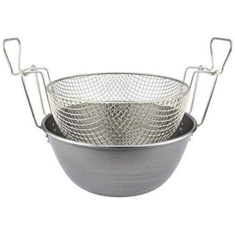 ILSA Friggitrice con Cestello, Ferro Spazzolato e Nichelato, Diametro 26 cm