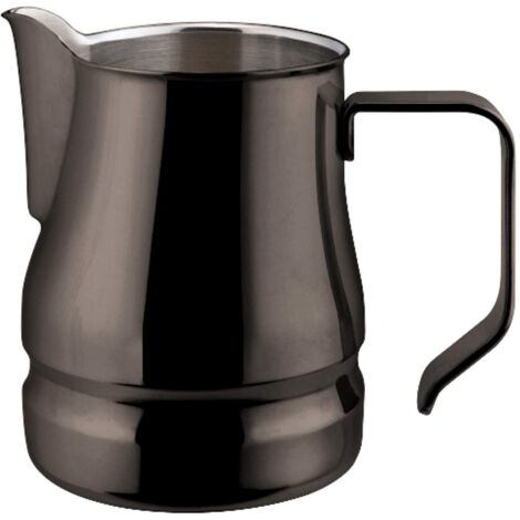 ILSA Lattiera Evolution per Cappuccino e Latte Art, Acciaio Inox 18/10, Nera, Tazze 9, Capacità 75 cl