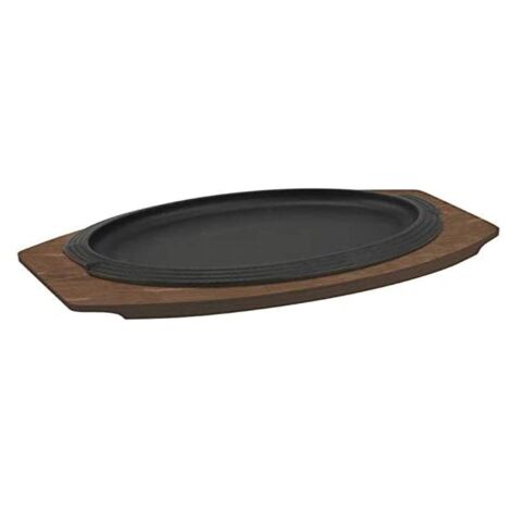 ILSA Piatto da Portata in Ghisa, Vassoio in Legno, Ovale, 28x19 cm