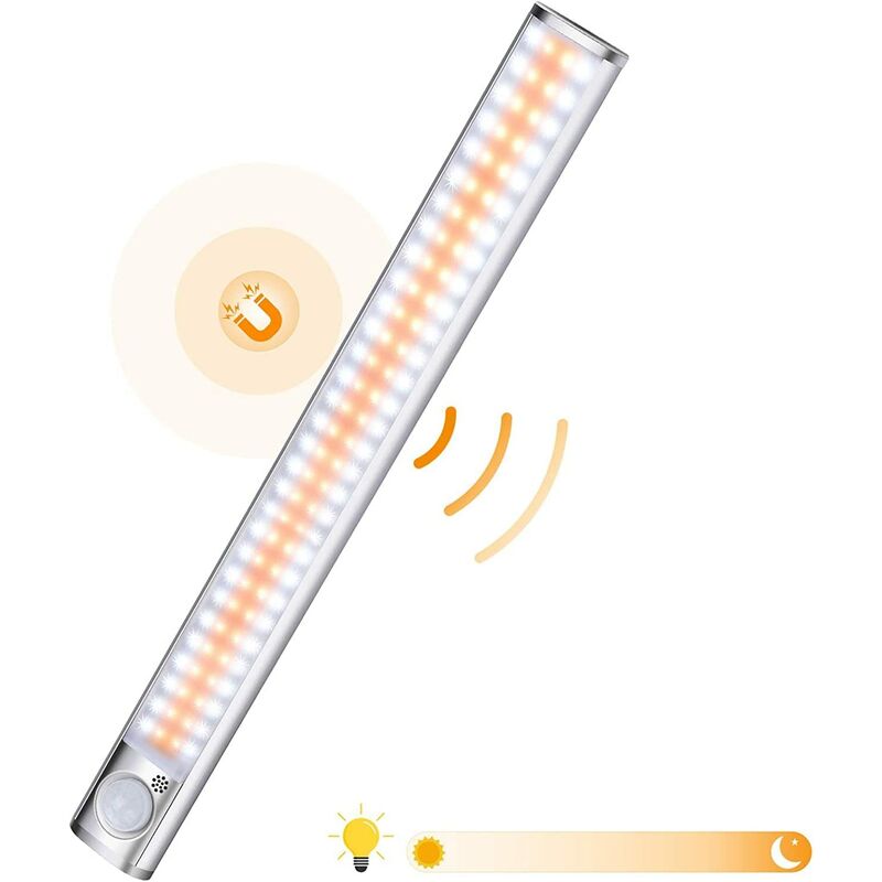 

Iluminación automática inalámbrica de 120 LED debajo de los gabinetes del armario Luz de gabinete USB recargable 4 modos Luz de noche portátil