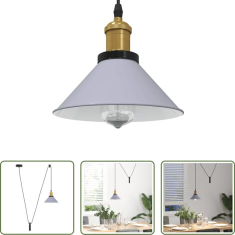 Iluminación ajustable -  Lámpara colgante regulable en altura E27 gris brillante Ø 22cm