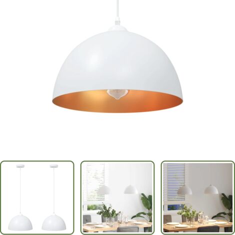 Iluminación ajustable -  Lámparas colgantes 2 uds regulable en altura E27 blanco Ø 30 cm