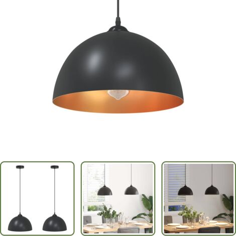 Iluminación ajustable -  Lámparas colgantes 2 uds regulable en altura E27 negro Ø 30 cm
