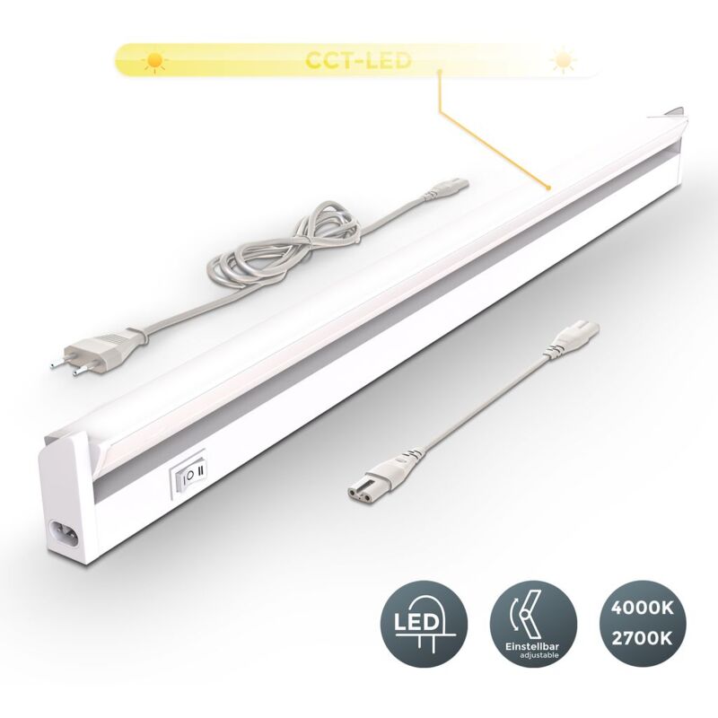 

Iluminacion bajo armarios giratoria I IPantalla Carcasa color blanco I 55,7x6,1x2,4cm LED iluminacion bajo mueble, Tubo fluorescente con interruptor