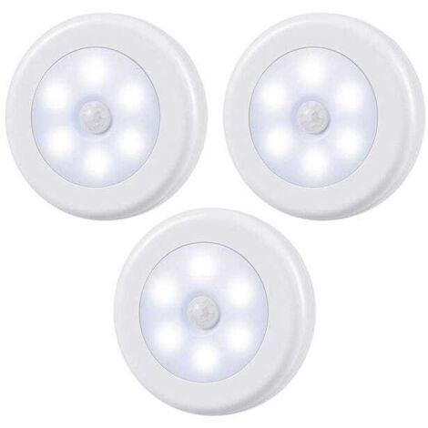 Iluminación con sensor de movimiento, luz nocturna LED a pilas, luz para escalones, luz para armario de escaleras, luz blanca inferior