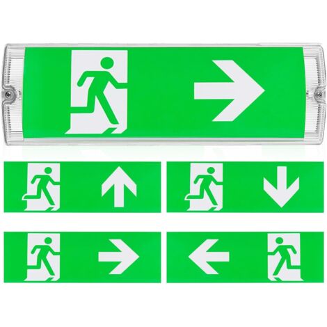 Iluminación de emergencia LED, IP65, iluminación de salida de emergencia, señal de salida de emergencia, 4 pictogramas direccionales, iluminación de seguridad, 3 horas de duración de la batería, ilumi