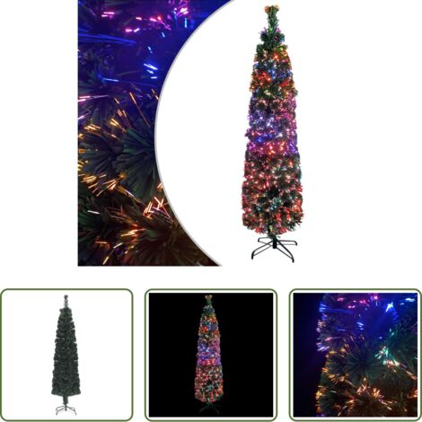 Iluminación de fibra óptica -  Árbol Navidad estrecho artificial soporte fibra óptica 180 cm