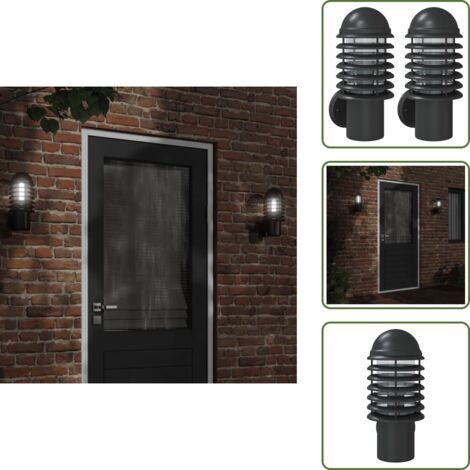 Iluminación de jardín - vidaXL Apliques de exterior 2 unidades acero inoxidable negro - Apliques de exterior