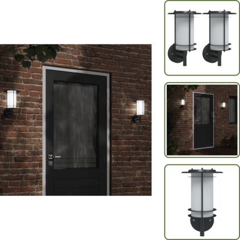Iluminación de jardín - vidaXL Apliques de exterior 2 unidades acero inoxidable negro - Apliques de exterior