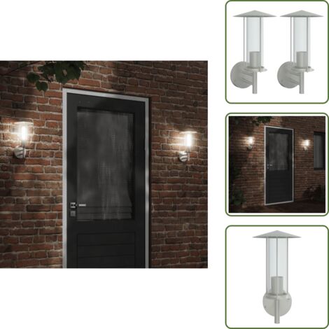 Iluminación de jardín - vidaXL Apliques de exterior 2 unidades acero inoxidable plateado - Apliques de exterior