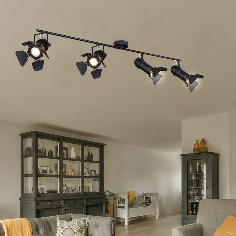 

Lámpara de techo con iluminación para faros delanteros, lámpara de proyector, puntos ajustables en un juego que incluye bombillas LED