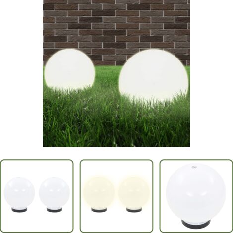 Iluminación decorativa -  Juego de lámparas de bola LED 2 piezas esféricas 20 cm PMMA