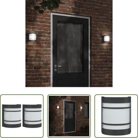 Iluminación exterior -  Apliques de exterior 2 unidades acero inoxidable negro